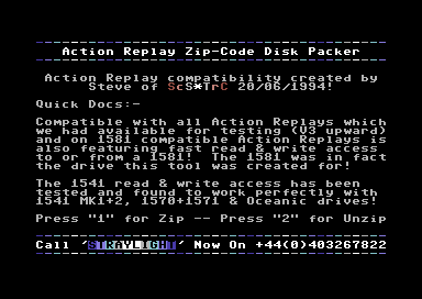 Action Replay Zip-Code Disk Packer Screenshot